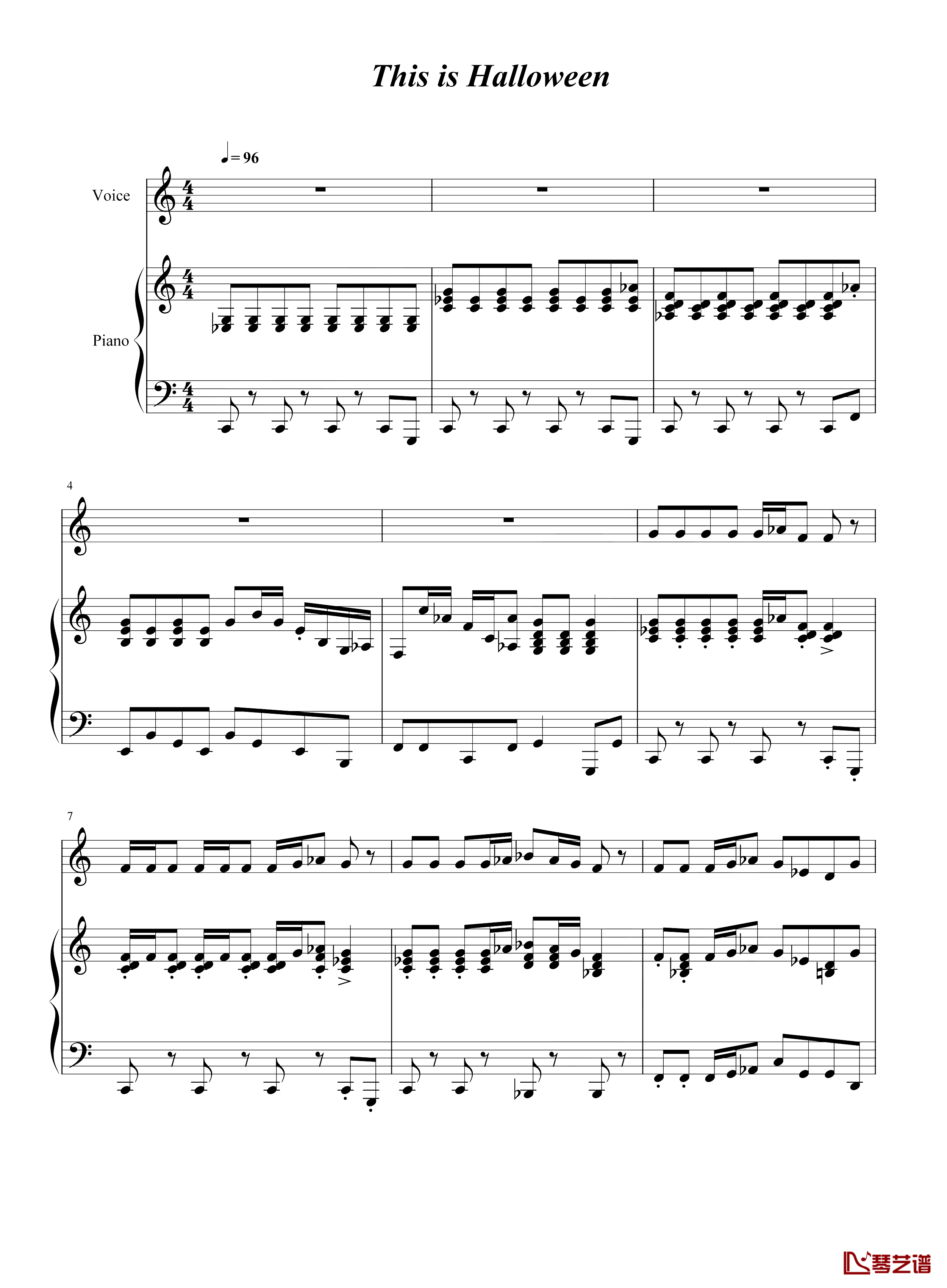 This Is Halloween钢琴谱-Danny Elfman-《圣诞夜惊魂》插曲1